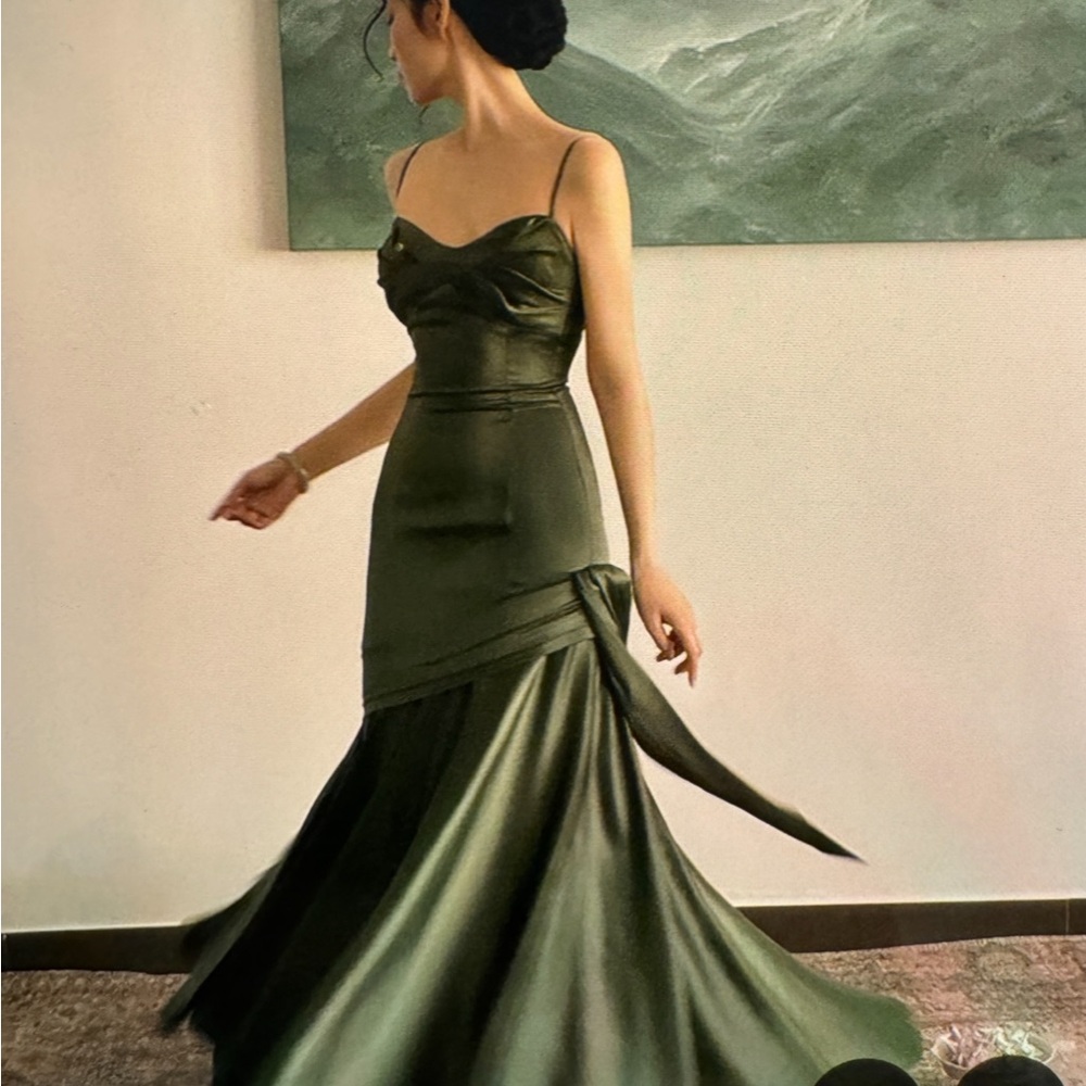 Elegant Green Satin Prom Dress, Evening Gown